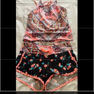 Wonder Nation Two Piece Short Swim Set, Size 8 wore once. Orange/black color.